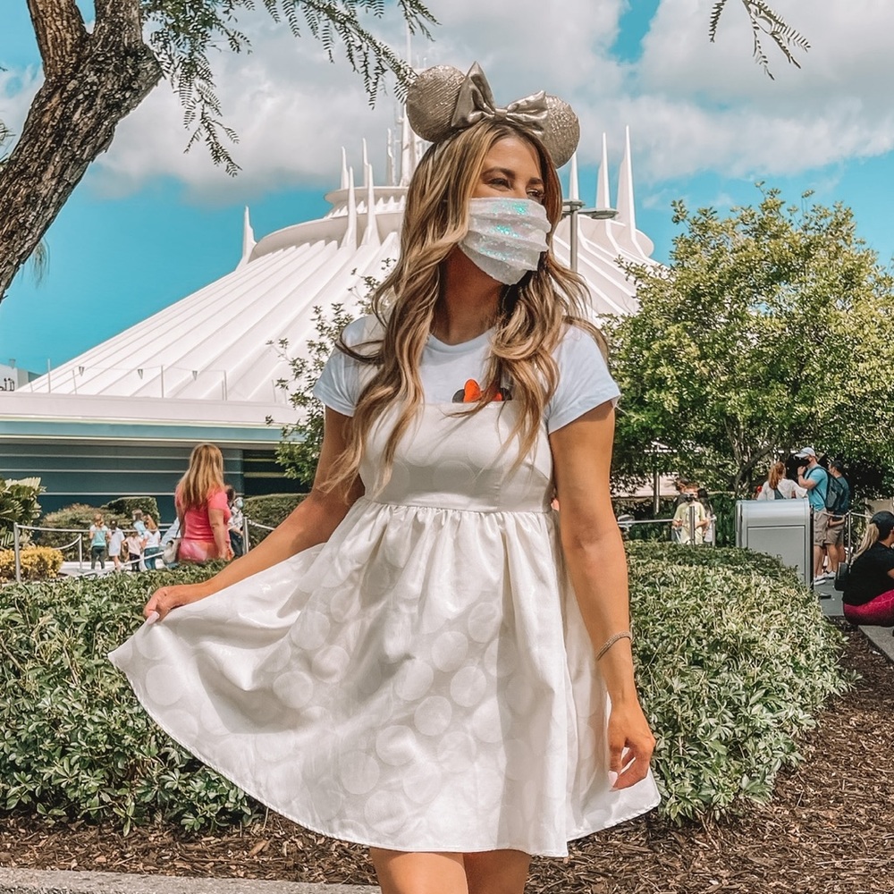 White and cream shines dress overalls